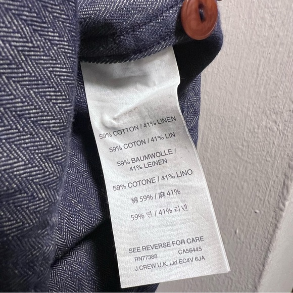 Wallin & Bros Linen Cotton Shirt Dark Blue Chambray Button Workwear Casual Large - Picture 3 of 4